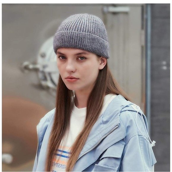 Grey Wool Beanie Cap - Picture 5 of 6